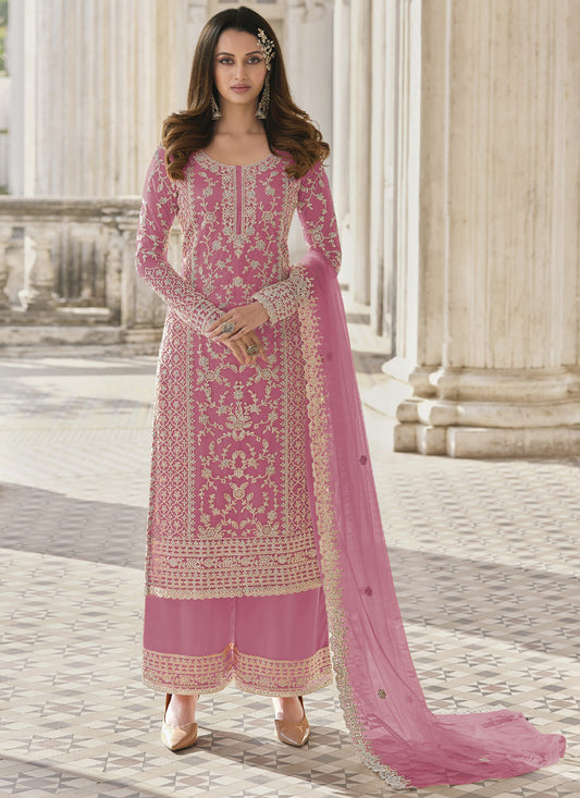 Asisa Women Dark Pink Heavy Designer Butterfly Net Latest Salwar Suit