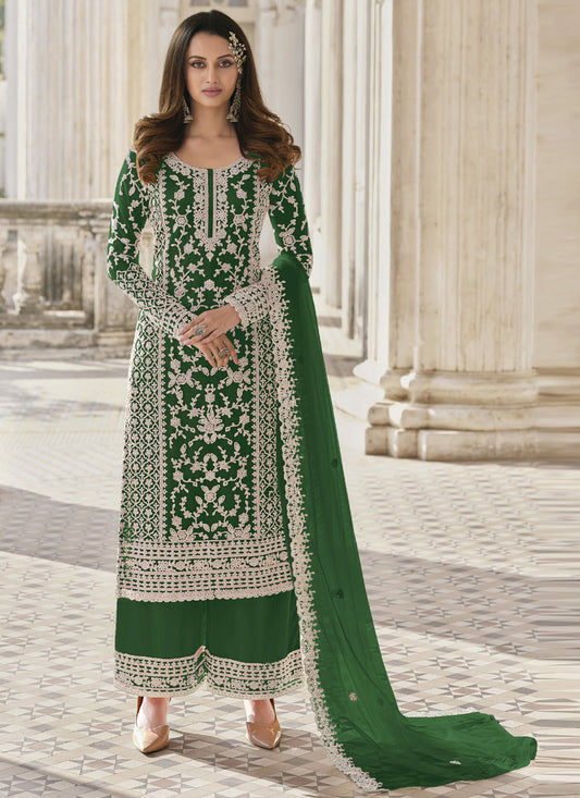 Asisa Women Green Heavy Designer Butterfly Net Latest Salwar Suit