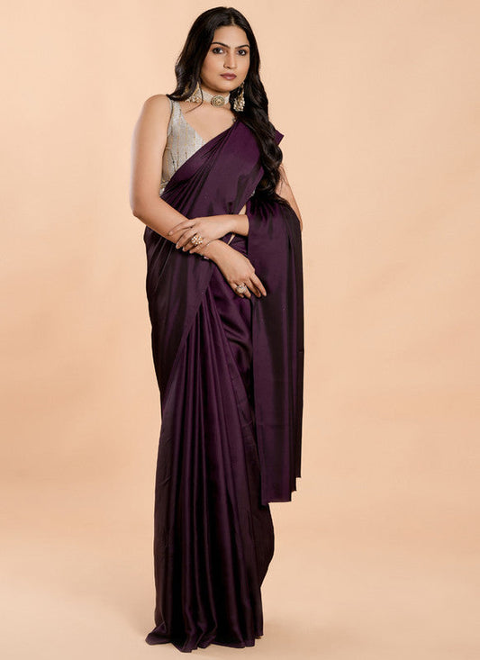 Asisa Purple Super Soft Burfi Silk Saree With Lycra Blouse